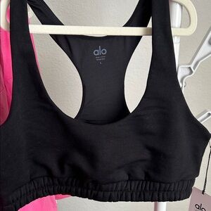 Alo Black Scoop Neck Sweatshirt Bra
